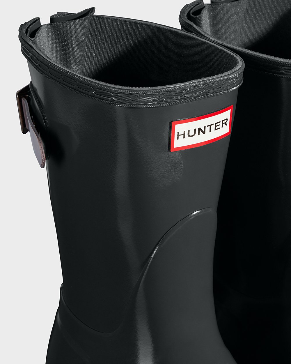 Bottes Courtes de Pluie Hunter Original Back Adjustable Gloss Femme Vert Foncé/Violette KFYMAUQ-34